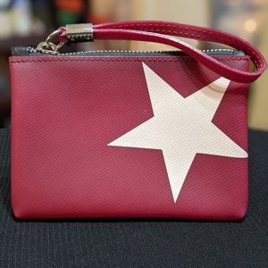 GUM Gianni Chiarini Design Red PVC Wristlet With White Star, Made In Italy